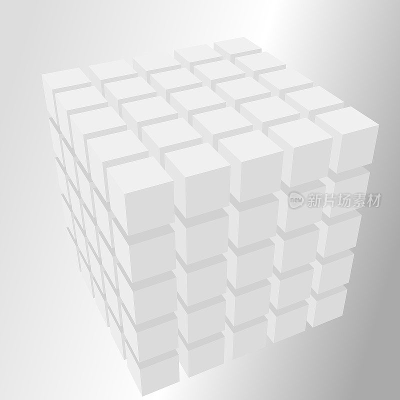 立方体的立方体，3D渲染5x5x5 = 125立体立方体。与视角。